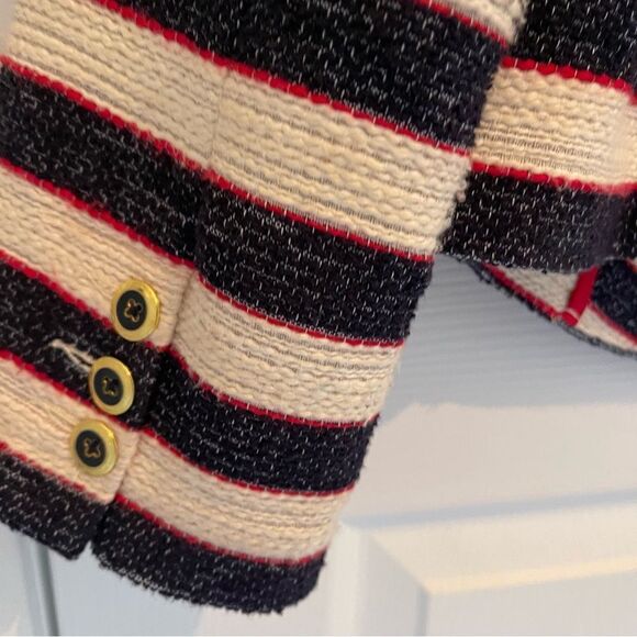 Cabi Cruise Jacket Red Navy Blue Cream Striped Blazer Nautical Size 6 - Picture 6 of 6